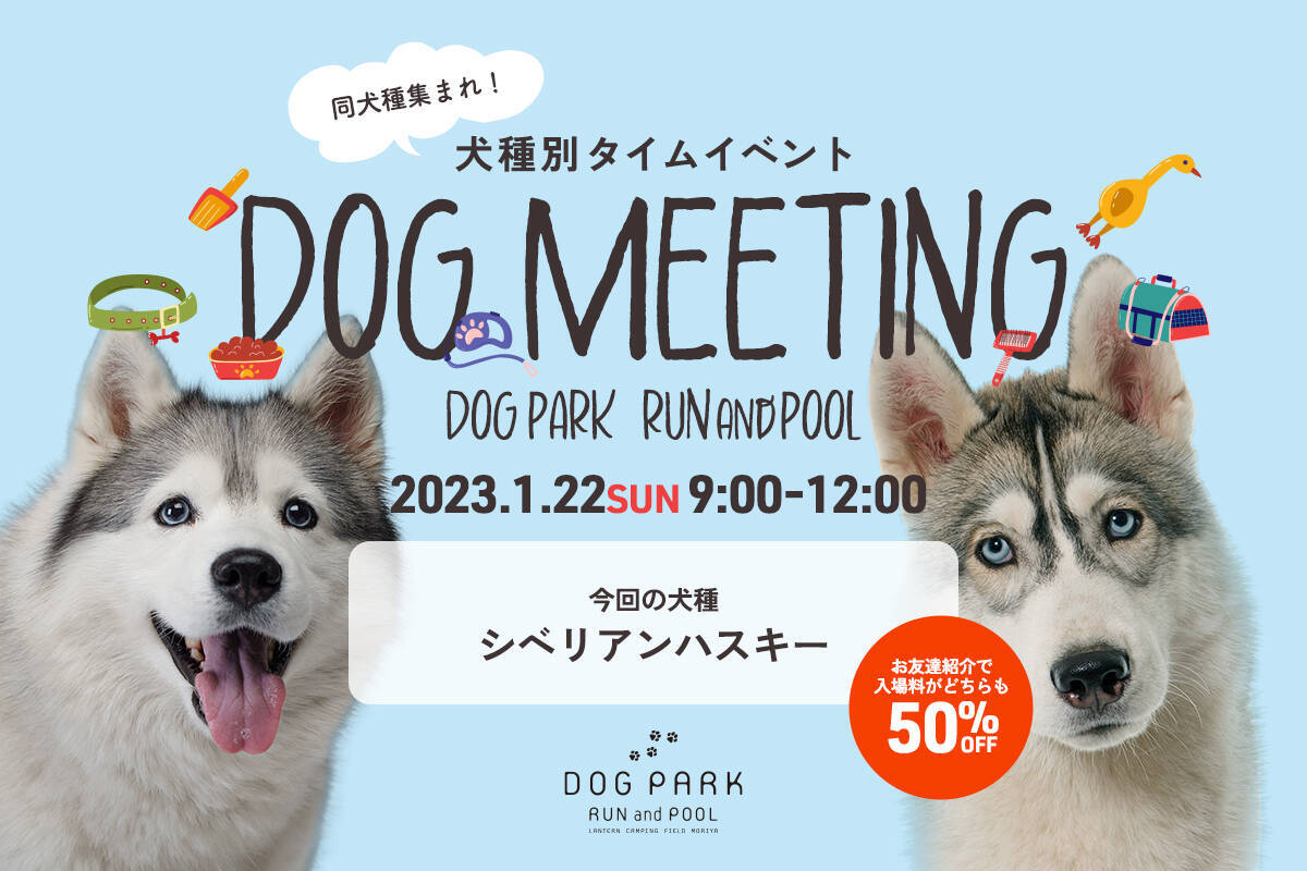 第2弾】1月22日（日）犬種別DAY ハスキー | DOG PARK RUN and POOL